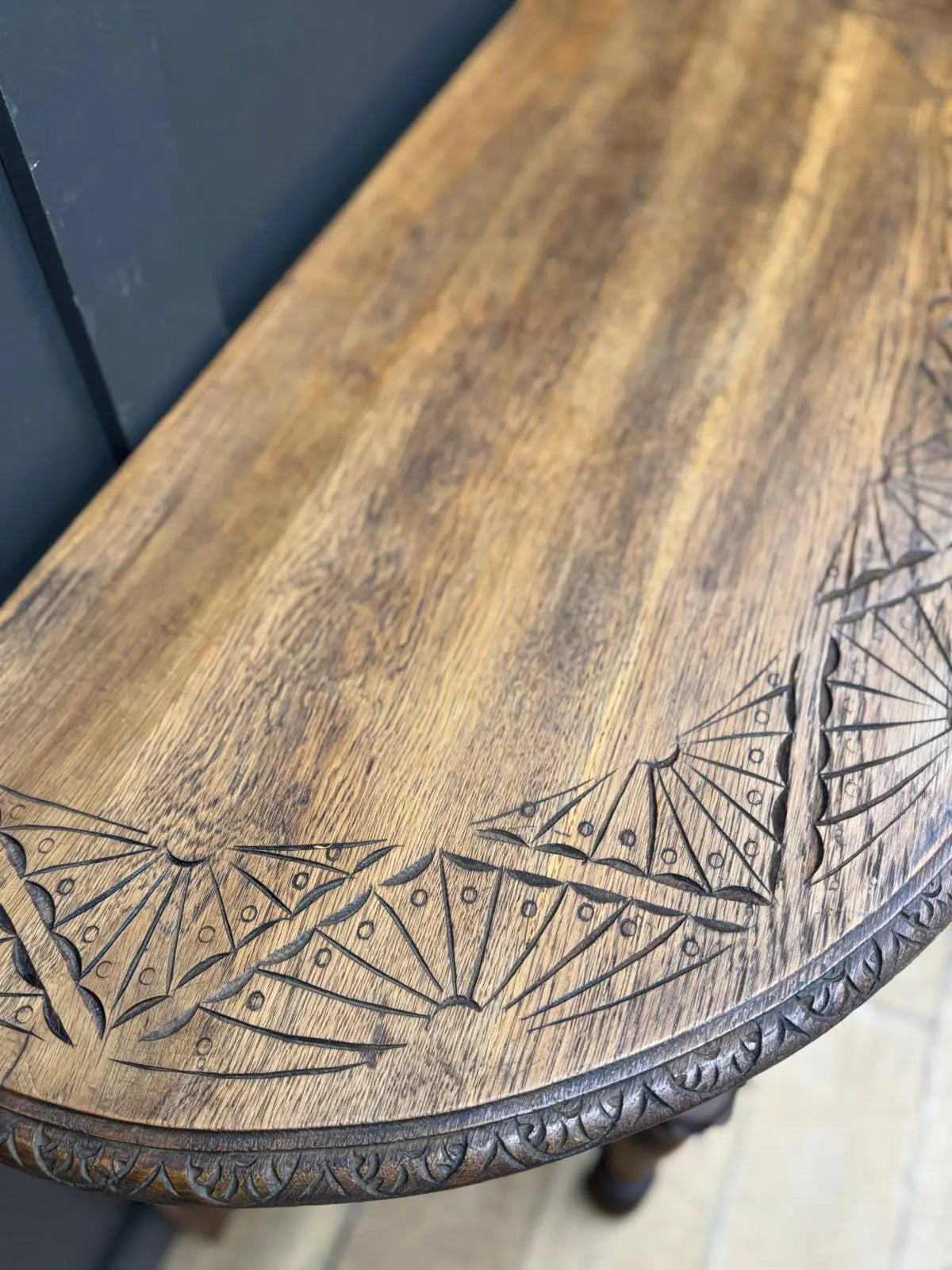 Antique Carved Oak Side Table Console Table Hall Table Drawer Desk Furniture
