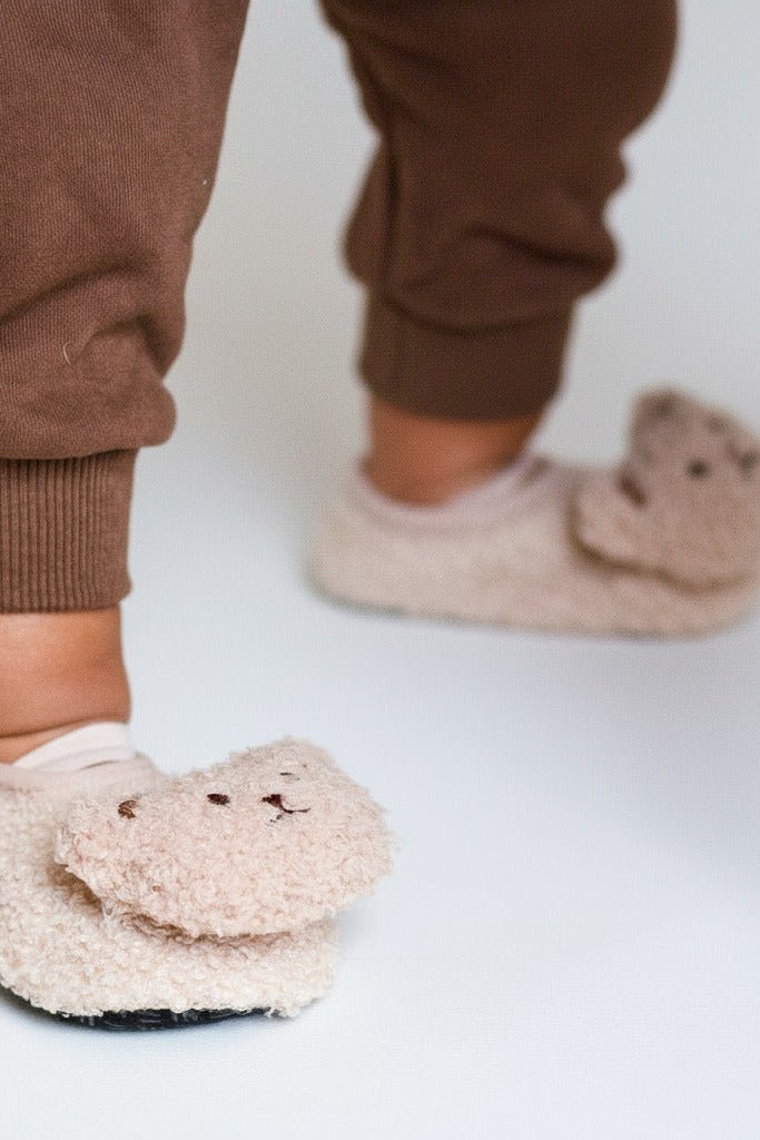 The Beige Bear Strap Slippers Soft