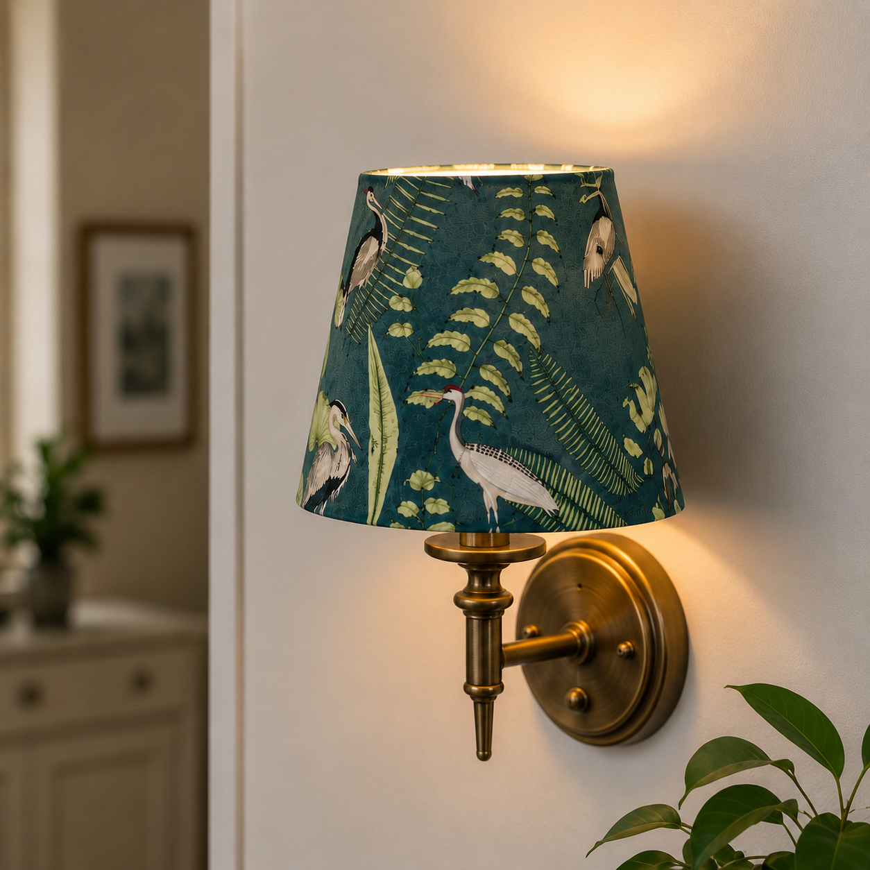 Flamingo Lampshade Blue &amp; Green 17cm Table &amp; Wall Light Shade