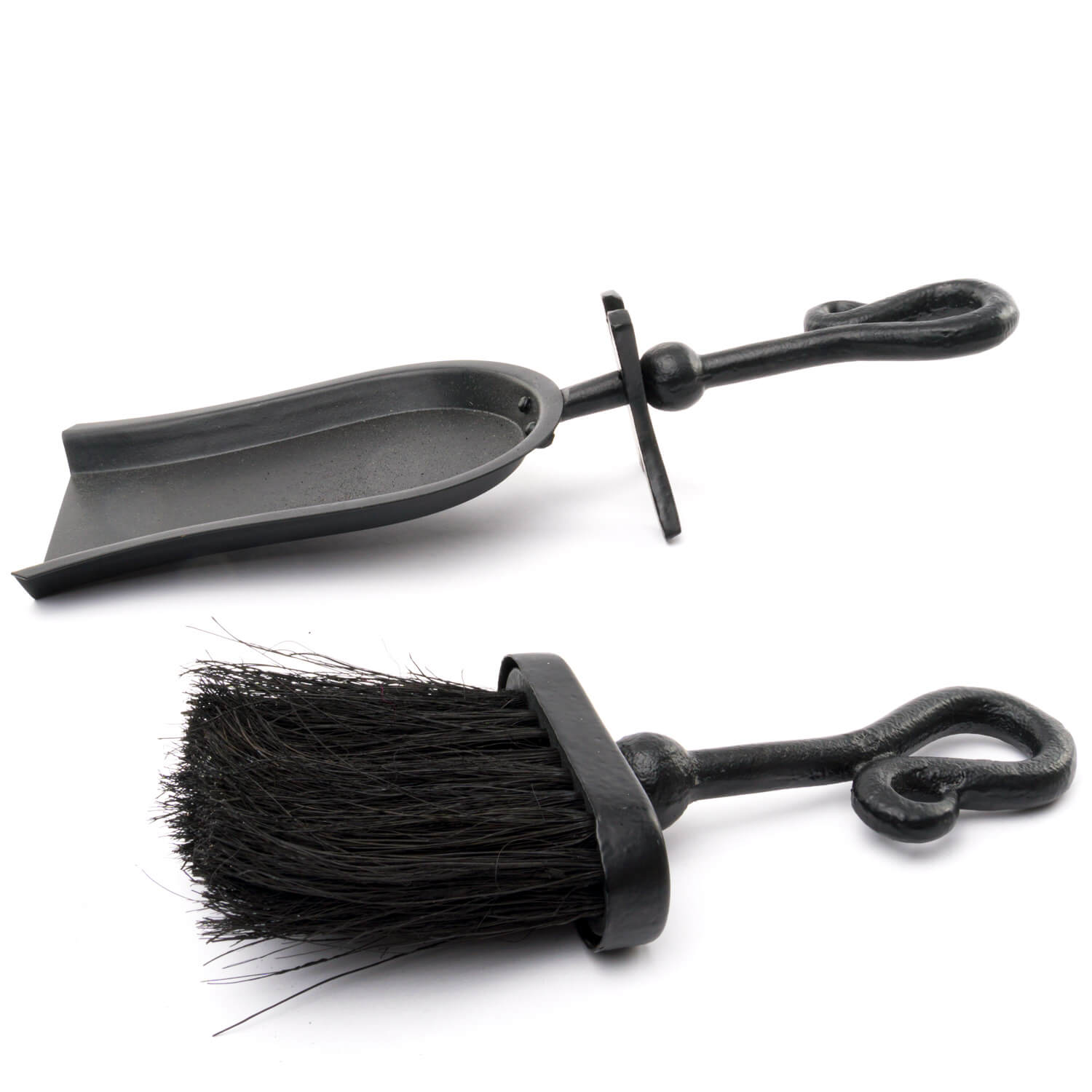 Sleek Black Fireplace Hearth Tidy with Crook Handle
