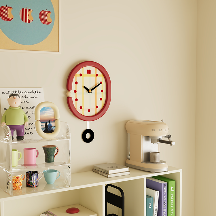 Red Grid Wall Clock-2