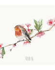 Robin and Blossom Personalised Watercolour Print