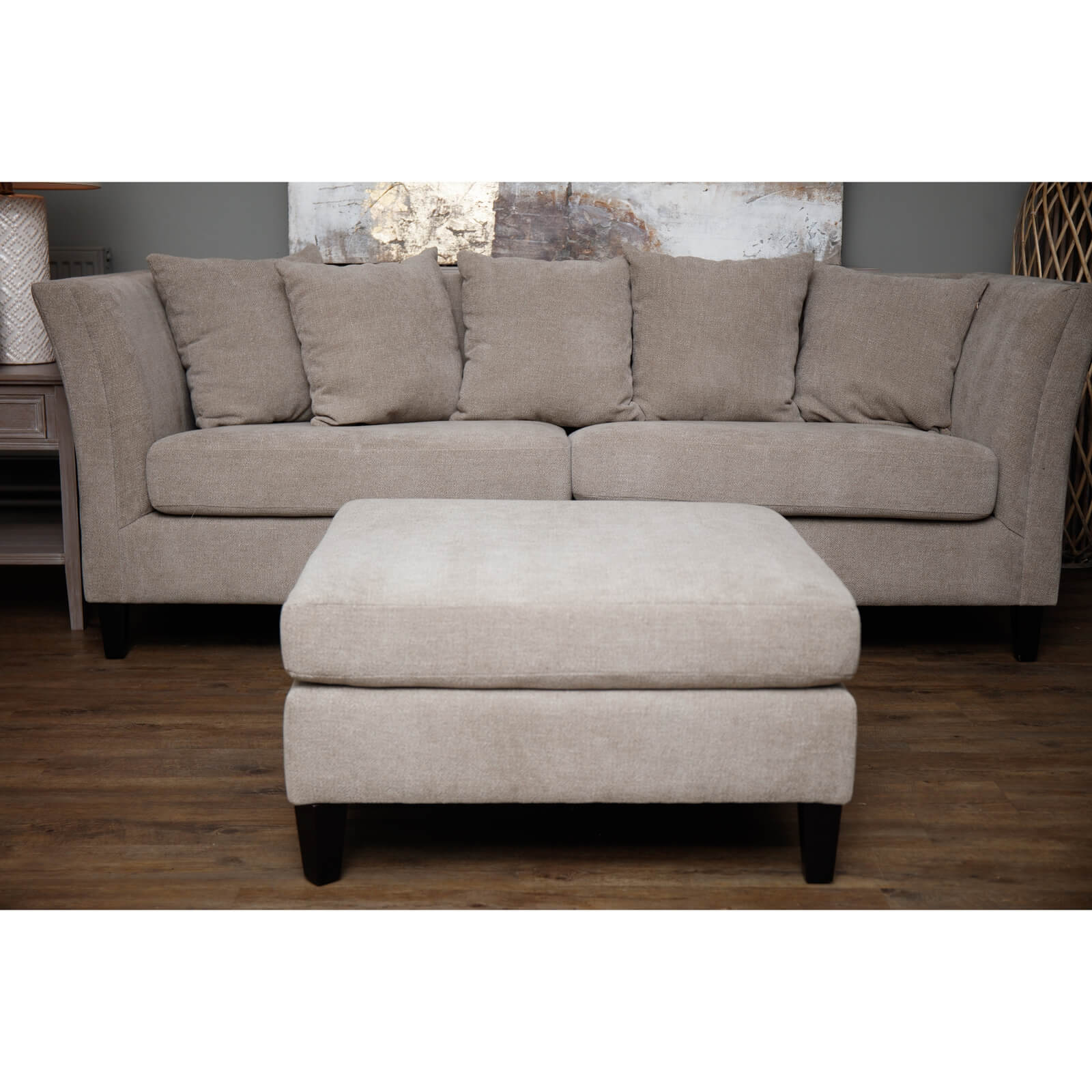 Taupe Ottoman Footrest with Cushion Comfort