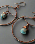 Raw Turquoise Hoops - Bohemian Jewelry | Handmade by Blackbird & Sage