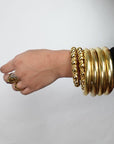 Beaded Orb Adjustable Brass/Silver Cuff