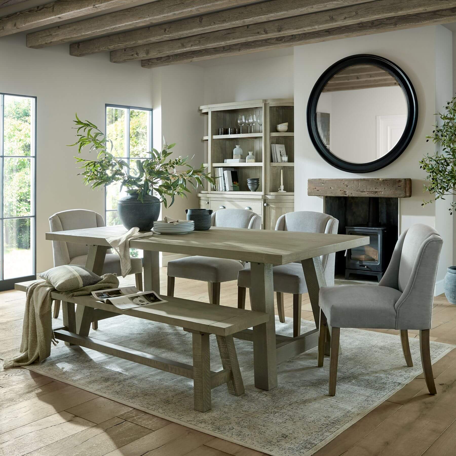 Rectangular Grey Wood Dining Table