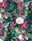 Botanical geometric black velvet lampshade / ceiling shade, with a white lining