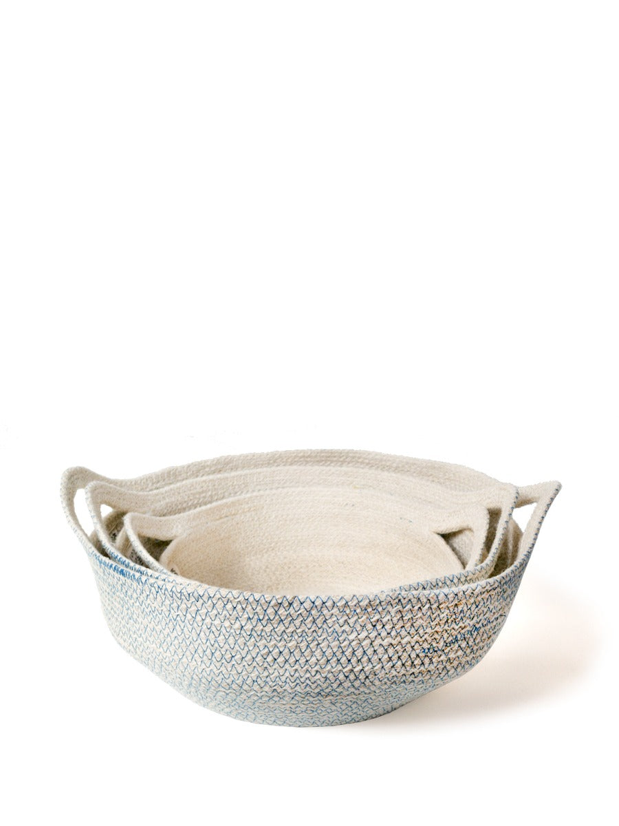 Blue Fruit Bowl Handwoven Jute Basket