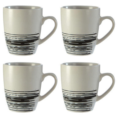 Set of 4 White and Black Effect Mugs | Middag
