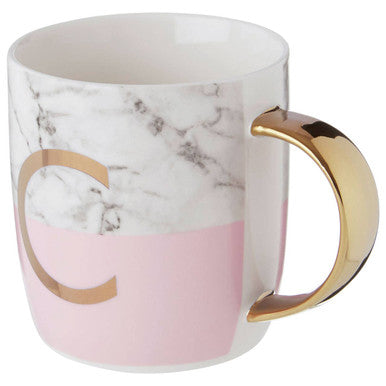 Marble Effect and Pink Monogram Mug C | Frosted Deco