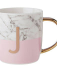 Marble Effect and Pink Monogram Mug J | Frosted Deco