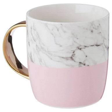 Marble Effect and Pink Monogram Mug R | Frosted Deco