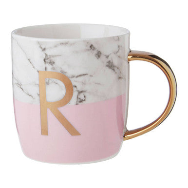 Marble Effect and Pink Monogram Mug R | Frosted Deco