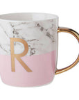 Marble Effect and Pink Monogram Mug R | Frosted Deco