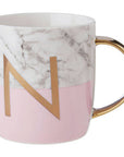 Marble Effect and Pink Monogram Mug N | Frosted Deco