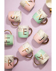 Marble Effect and Pink Monogram Mug N | Frosted Deco