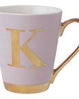 Pastel Pink Frosted Deco K Letter Monogram Mug | Mimo