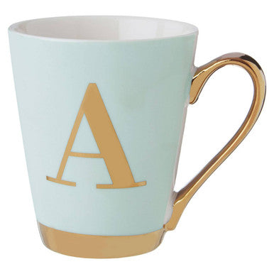 Green Frosted Deco A Letter Monogram Mug | Mimo
