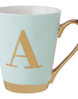 Green Frosted Deco A Letter Monogram Mug | Mimo