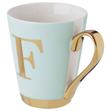 Green Frosted Deco F Letter Monogram Mug | Mimo