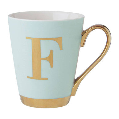 Green Frosted Deco F Letter Monogram Mug | Mimo