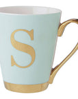 Green Frosted Deco S Letter Monogram Mug | Mimo