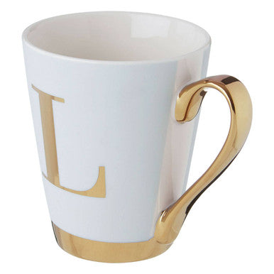 Green Frosted Deco L Letter Monogram Mug | Mimo
