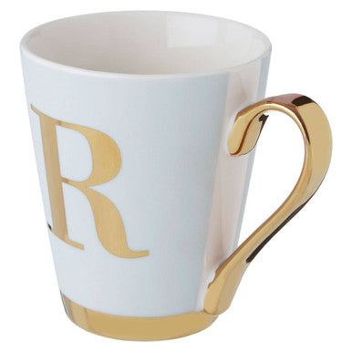 Green Frosted Deco R Letter Monogram Mug | Mimo