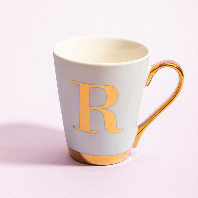 Green Frosted Deco R Letter Monogram Mug | Mimo