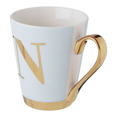 Green Frosted Deco N Letter Monogram Mug | Mimo