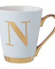 Green Frosted Deco N Letter Monogram Mug | Mimo