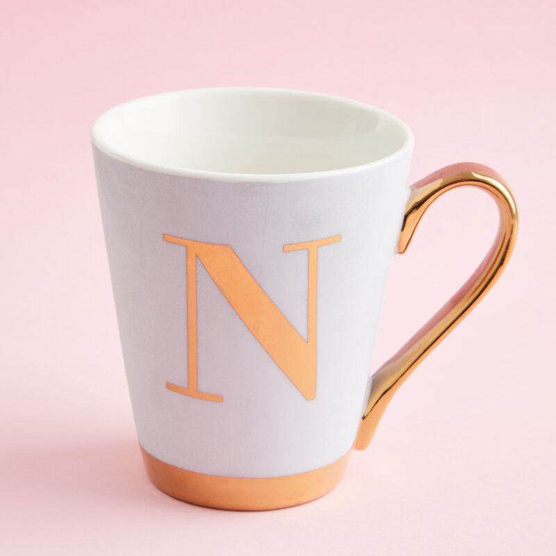 Green Frosted Deco N Letter Monogram Mug | Mimo