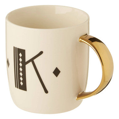 White Monogram Mug K | Diamond Deco