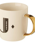 White Monogram Mug J | Diamond Deco