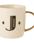 White Monogram Mug J | Diamond Deco