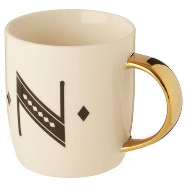 White Monogram Mug N | Diamond Deco