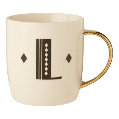 White Monogram Mug L | Diamond Deco
