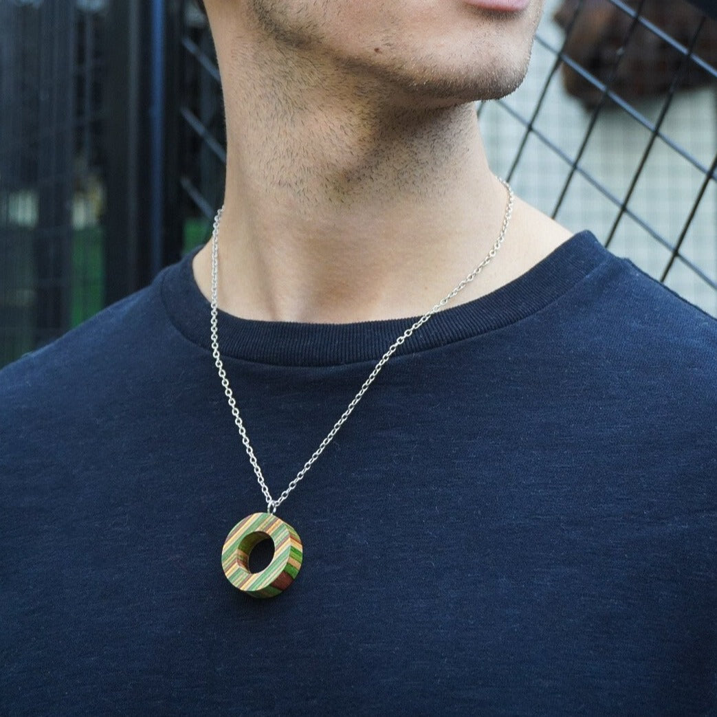 Donut Eco Friendly Recycled Skateboard Necklace-0