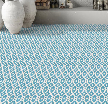 Luxury Moroccan cement tiles, handcrafted Souk turquoise pattern, premium bathroom and kitchen tiles, vibrant exotic design by Maria Starling Design at brixbailey.com