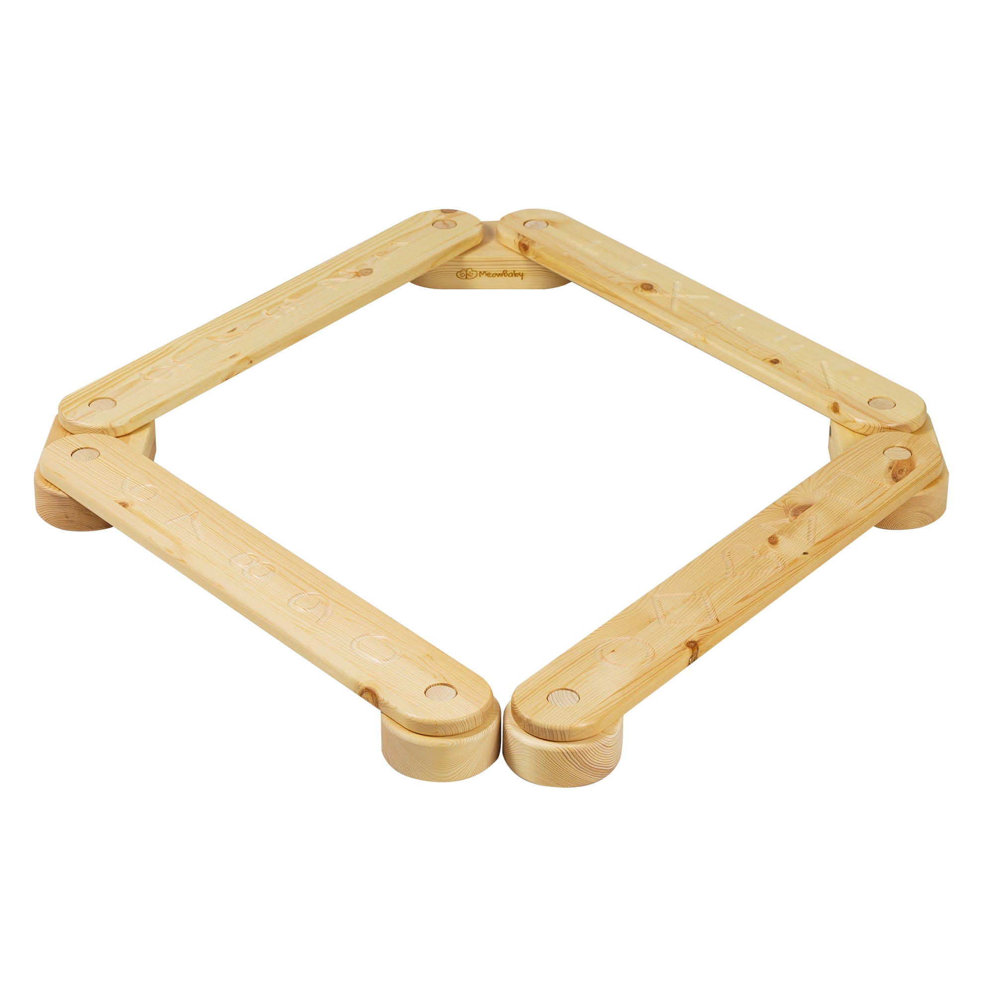 Wooden Balance Beam with Four Play Elements