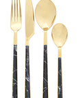 16 Piece Black Faux Marble Cutlery Set | Avie