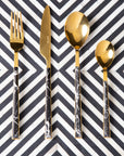 16 Piece Black Faux Marble Cutlery Set | Avie