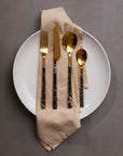 16 Piece Black Faux Marble Cutlery Set | Avie