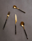 16 Piece Black Faux Marble Cutlery Set | Avie