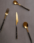 16 Piece Black Faux Marble Cutlery Set | Avie