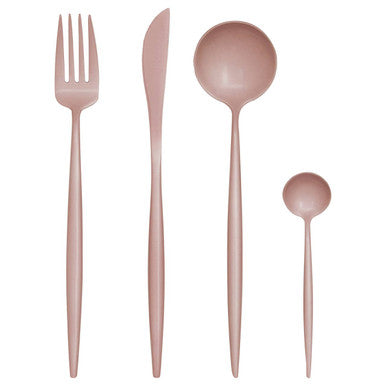 16 Piece Matte Pink Finish Cutlery Set | Avie