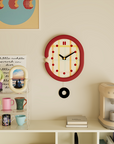 Red Grid Wall Clock-4