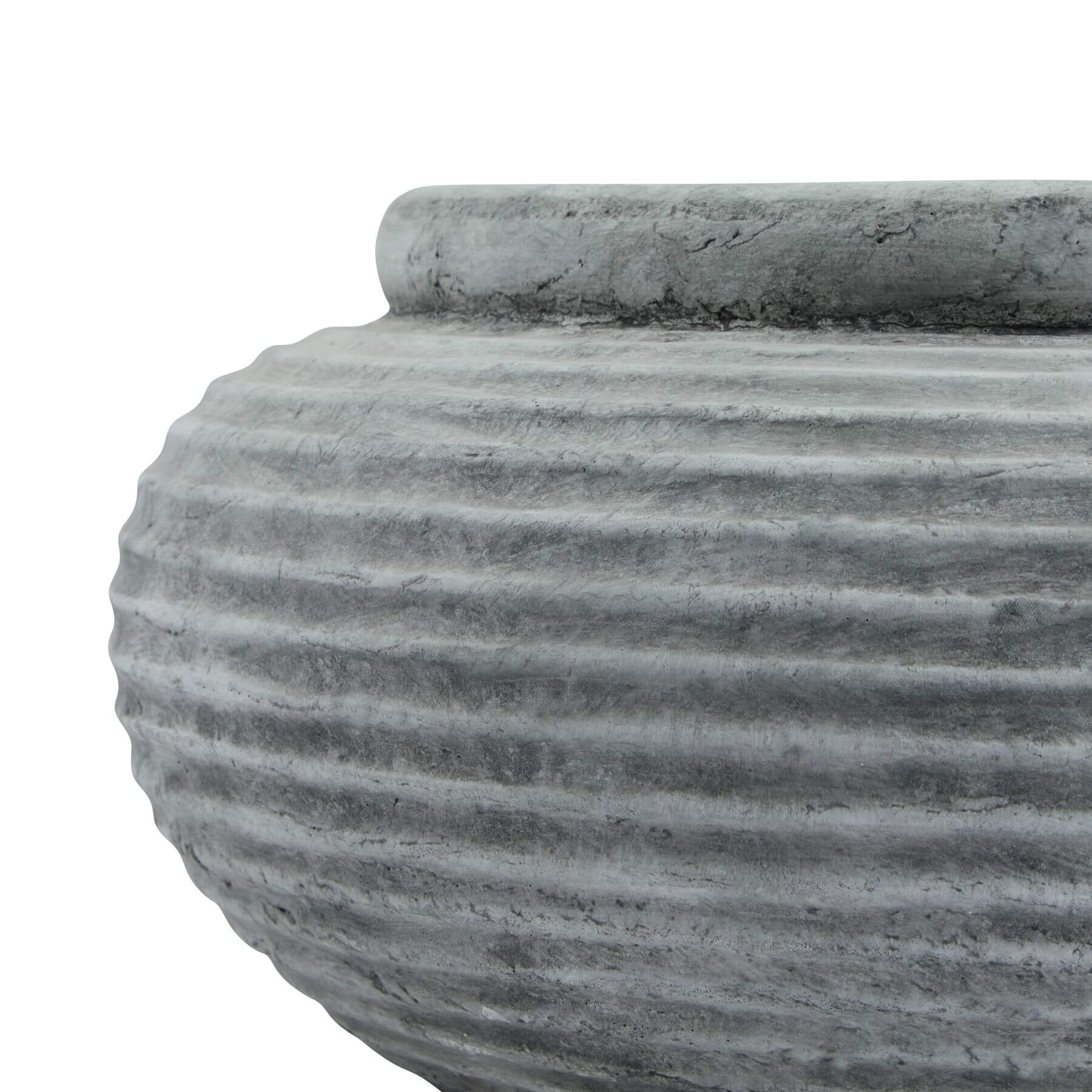 Round Ribbed Ceramic Planter White