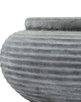Round Ribbed Ceramic Planter White