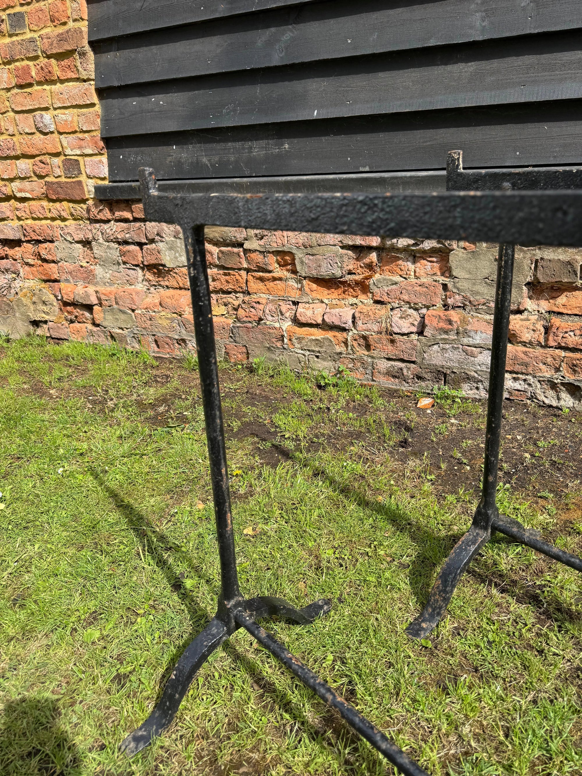 Pair Antique Cast Iron Trestle Table Bases Industrial Garden Table Legs